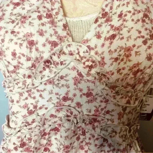 TRIXXI Women’s Size Medium Ruffle Trim Pink Mini Floral Summer Halter Dress NWT - Picture 4 of 15